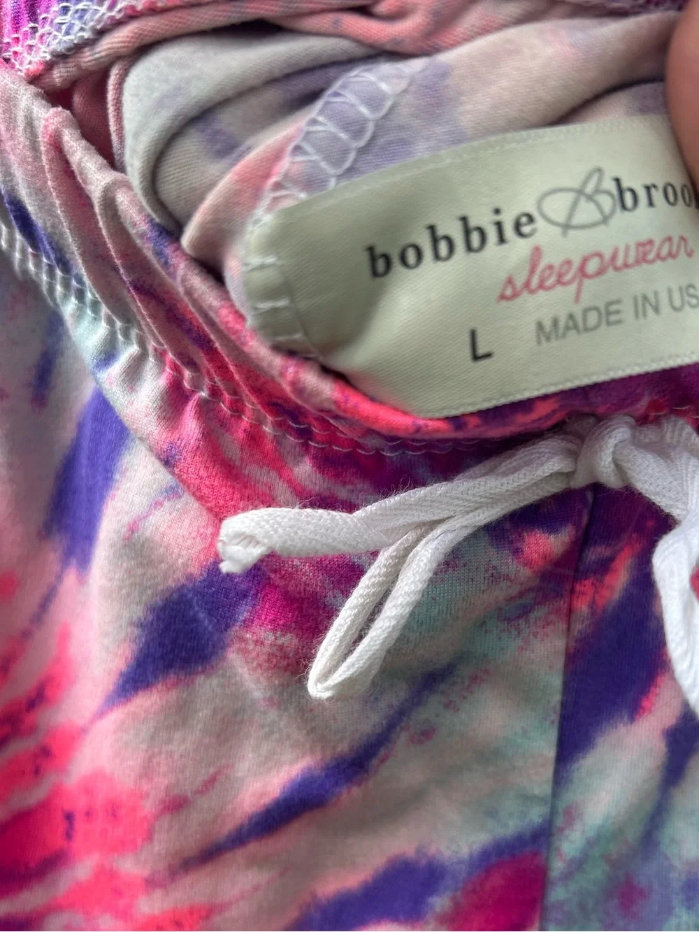 BOBBIE BROOKS tie dye lounge pants size L pajama knit bright neon sunburst